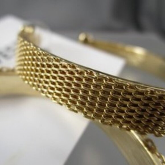 NINE WEST Mod/Contemporary Gold Chain Link Mesh 2.5" Hoop Earrings**NEW! - Picture 2 of 5